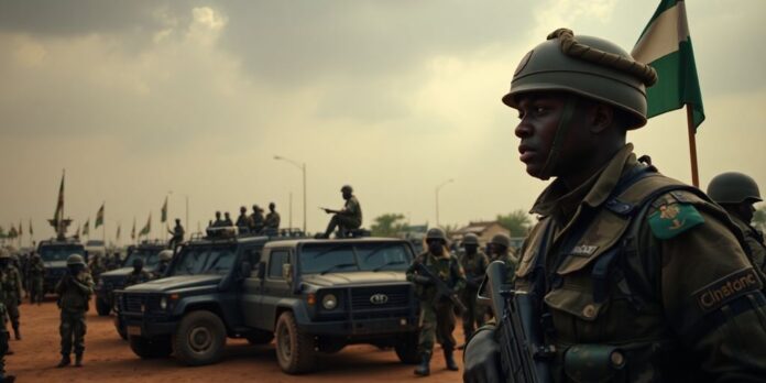 Mali soldiers in uniform during a political crackdown.