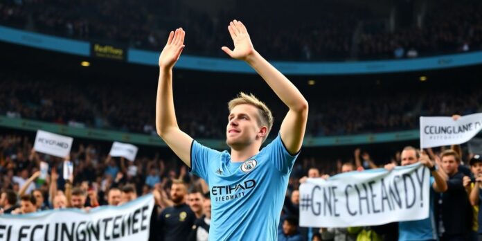 Kevin De Bruyne bids farewell to fans at Etihad Stadium.