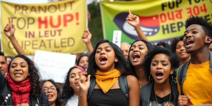 Youth activists rallying against PDP leadership's remarks.