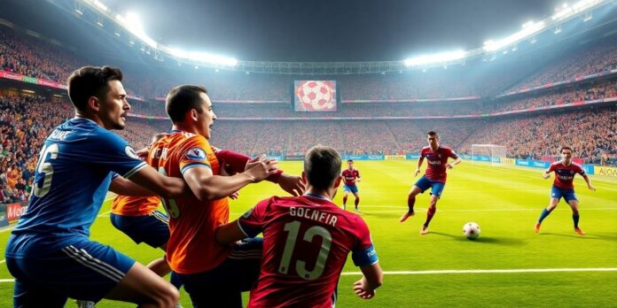 Five soccer teams competing for Champions League victory.